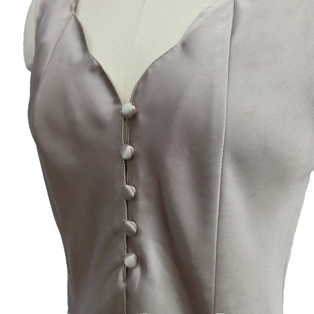 Vintage Gold Slip Dress Size M Erica Taylor Intimates Satin Sleeveless Nightgown
